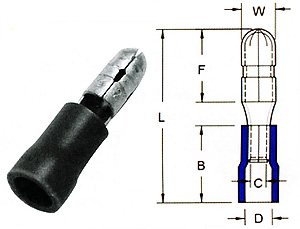 371004 Bullet-Male Quick Disconntors-PVC Insulated 
